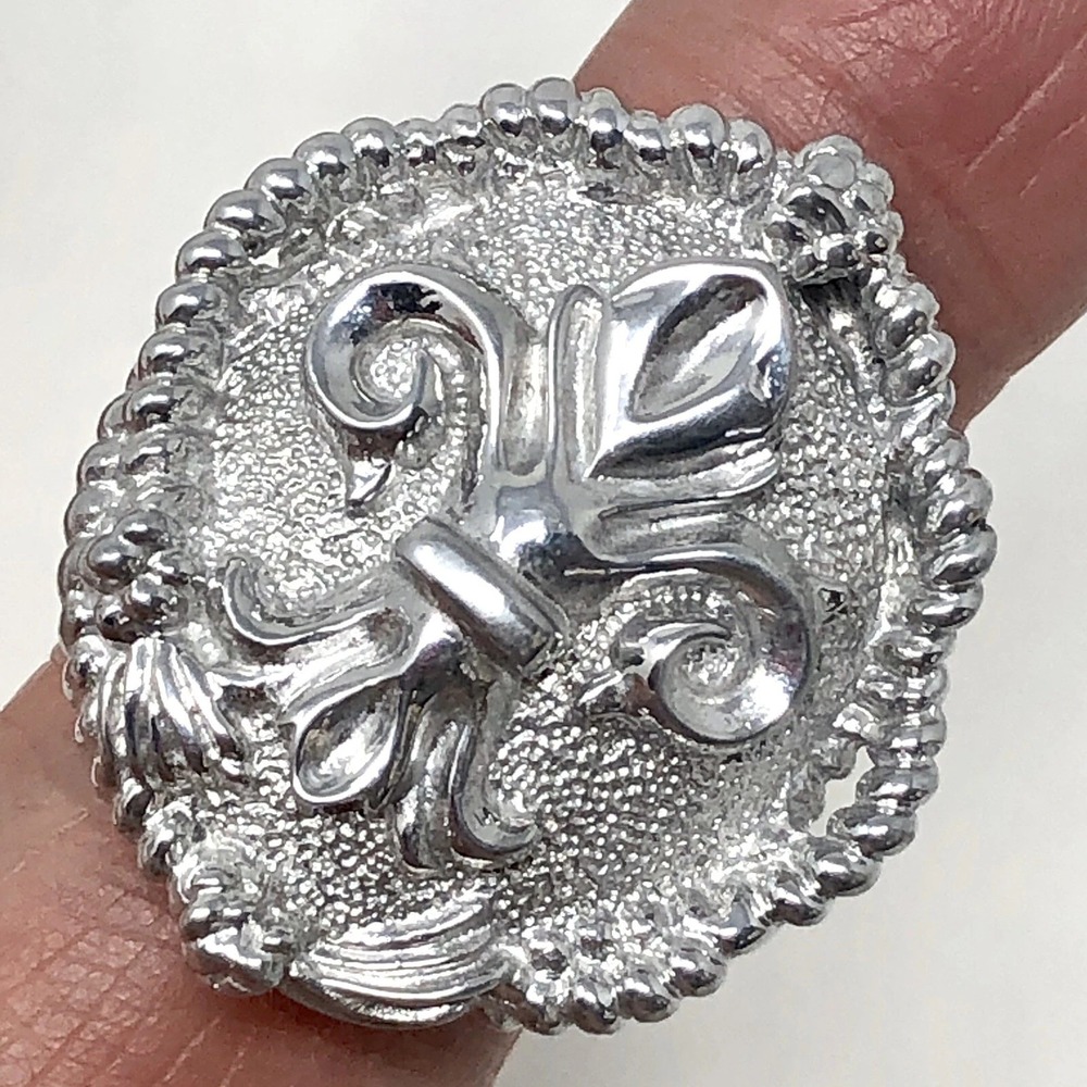 Fleur De Lis Nautical Ring Sz 8 Band Aluminum Arthur Court Discontinued Jewelry
